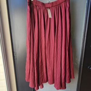 ANTHROPOLOGIE WINE BORD RUFFLED SKIRT SIZE XL ELASTIC WAIST 30" LONG POCKET